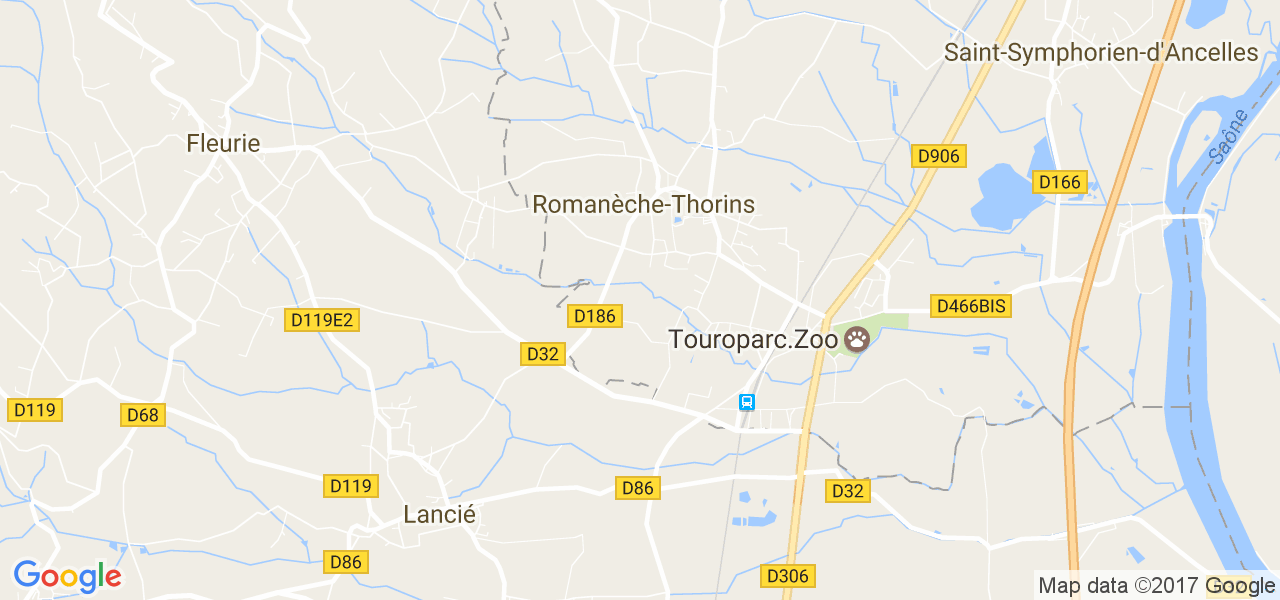 map de la ville de Romanèche-Thorins