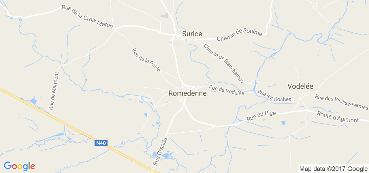 map de la ville de Romedenne