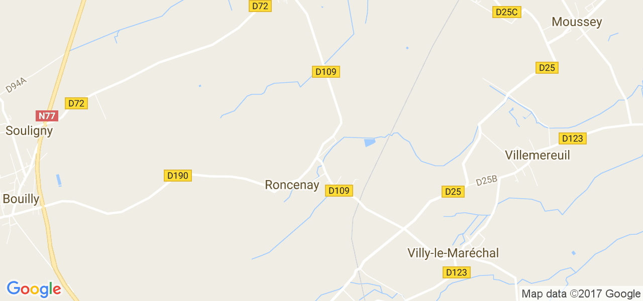 map de la ville de Roncenay