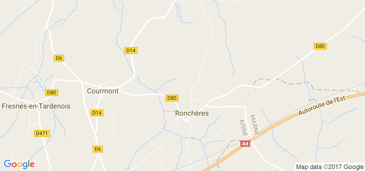 map de la ville de Ronchères