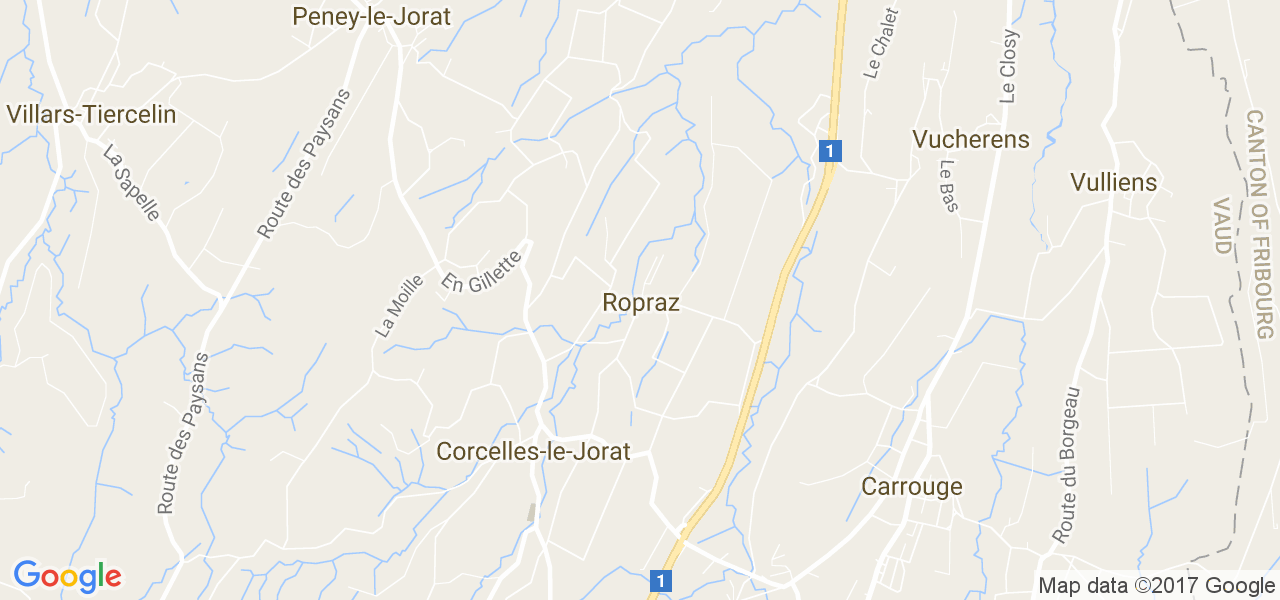 map de la ville de Ropraz