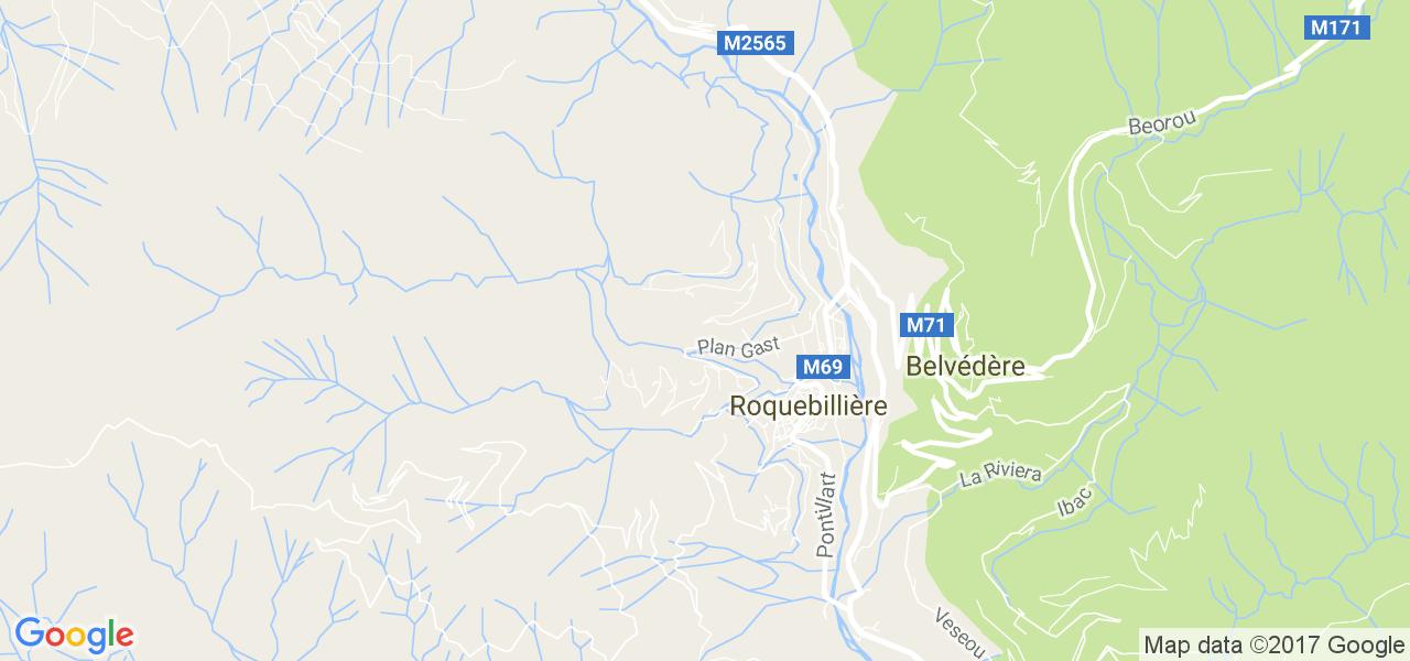 map de la ville de Roquebillière