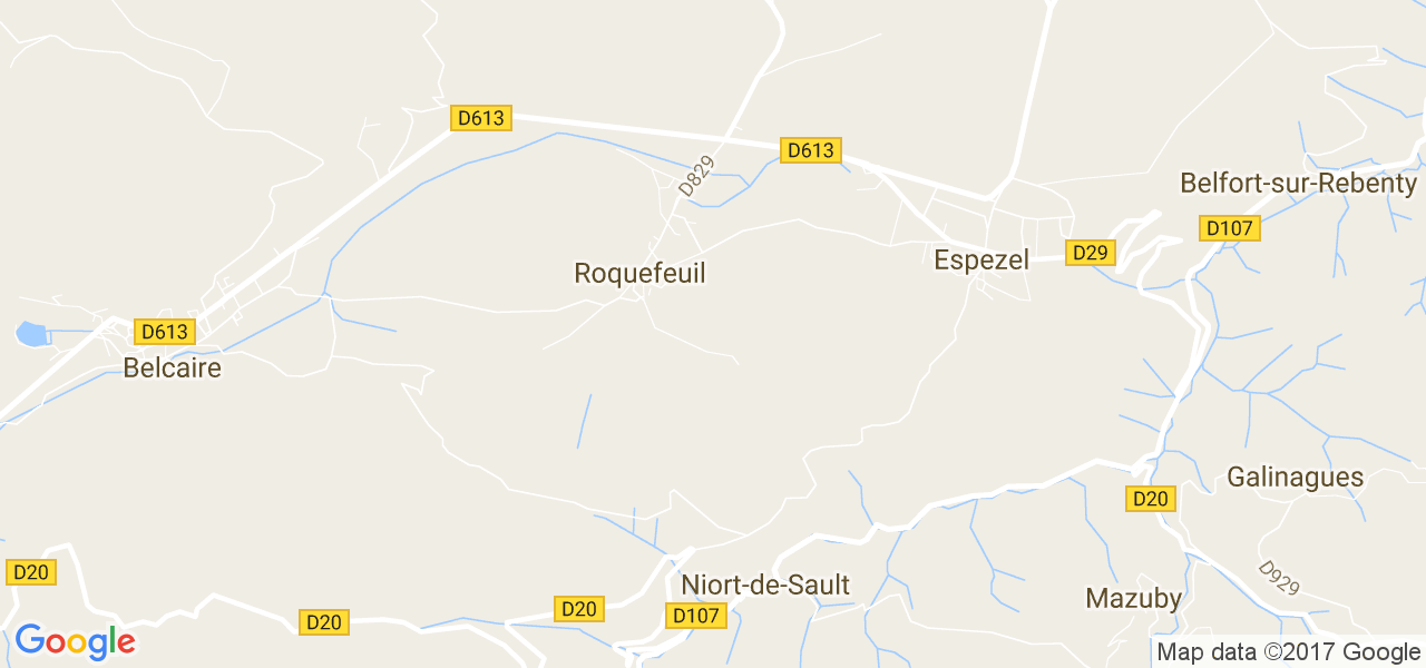 map de la ville de Roquefeuil