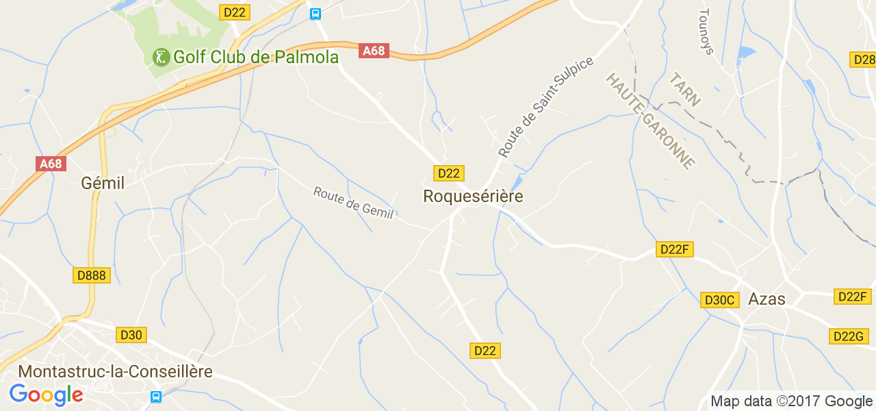 map de la ville de Roquesérière