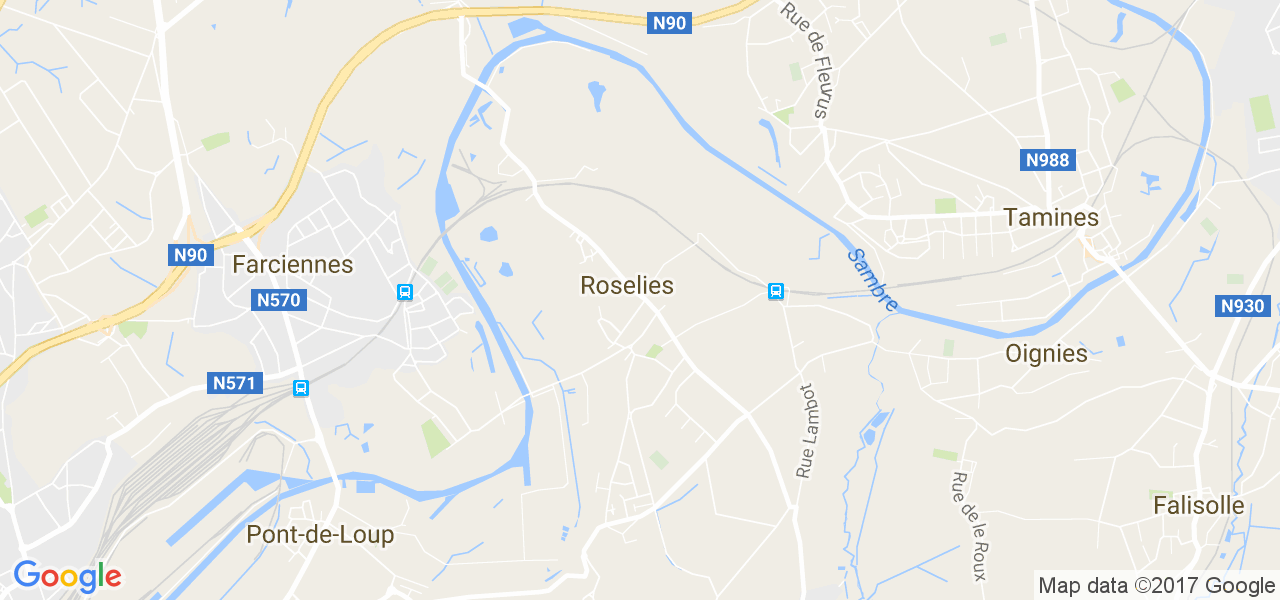 map de la ville de Roselies