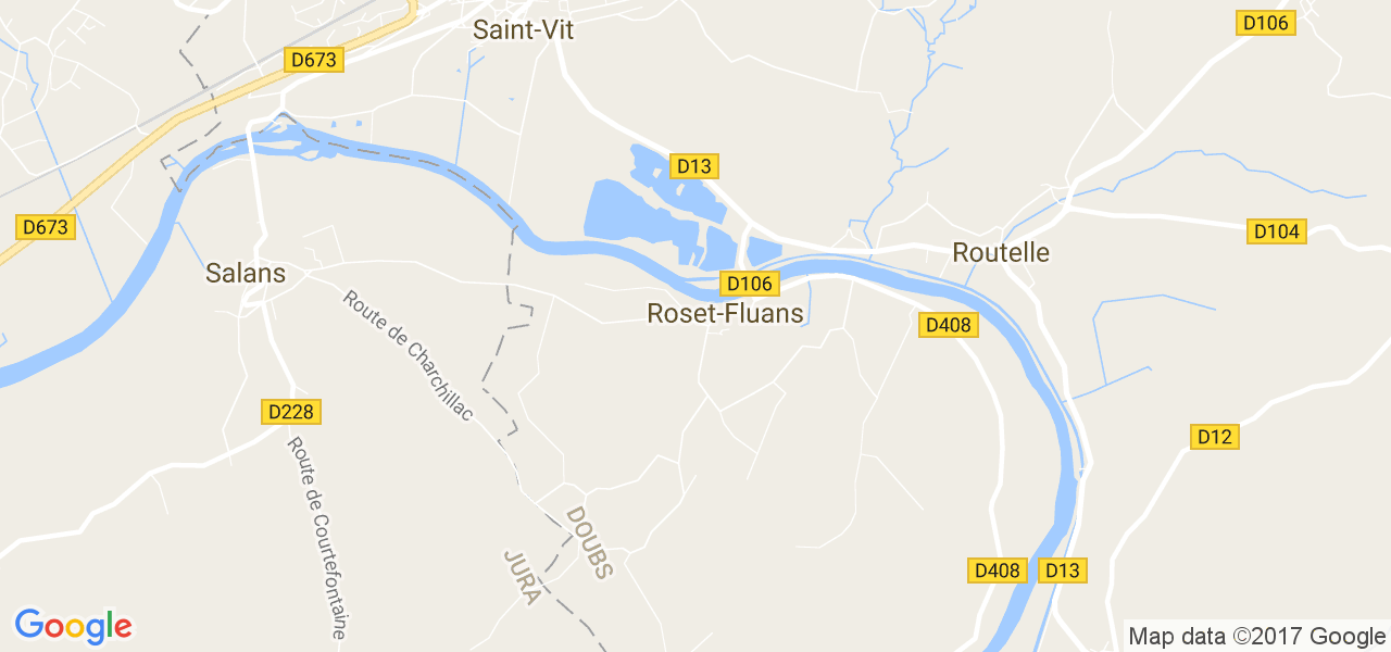 map de la ville de Roset-Fluans