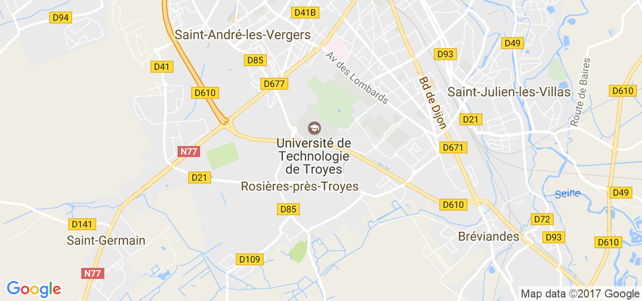 map de la ville de Rosières-près-Troyes