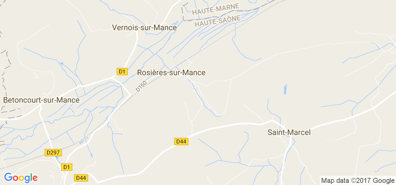 map de la ville de Rosières-sur-Mance