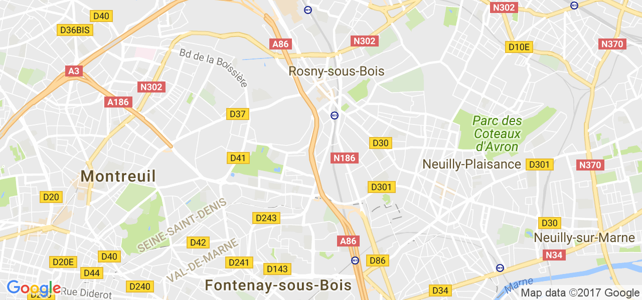 map de la ville de Rosny-sous-Bois