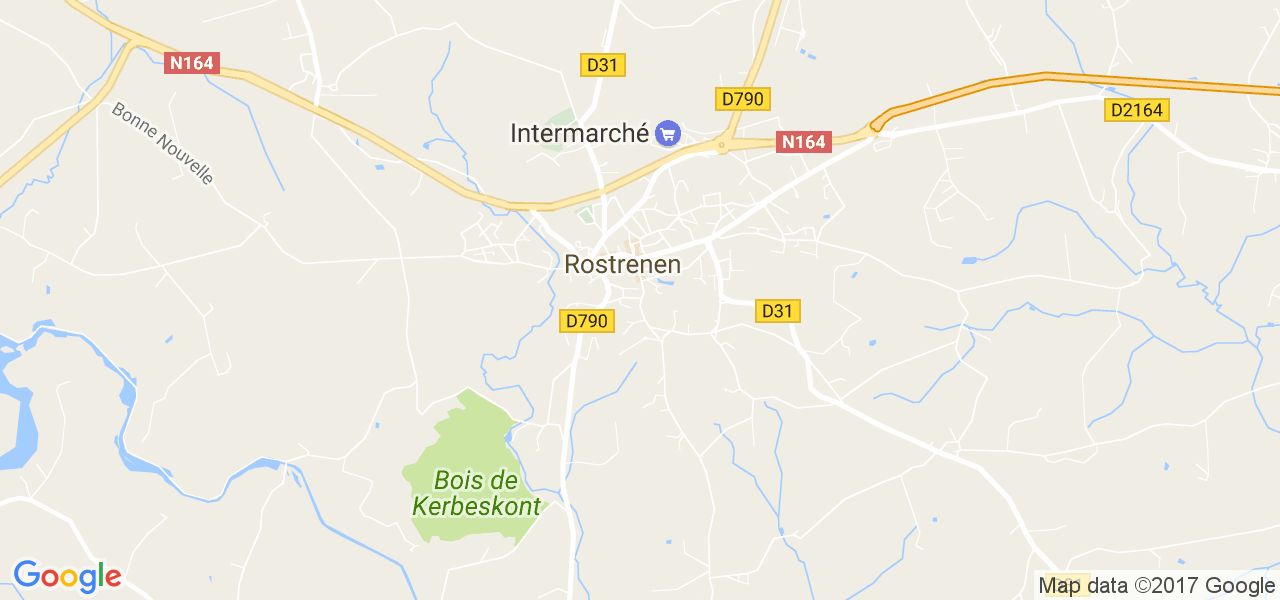 map de la ville de Rostrenen