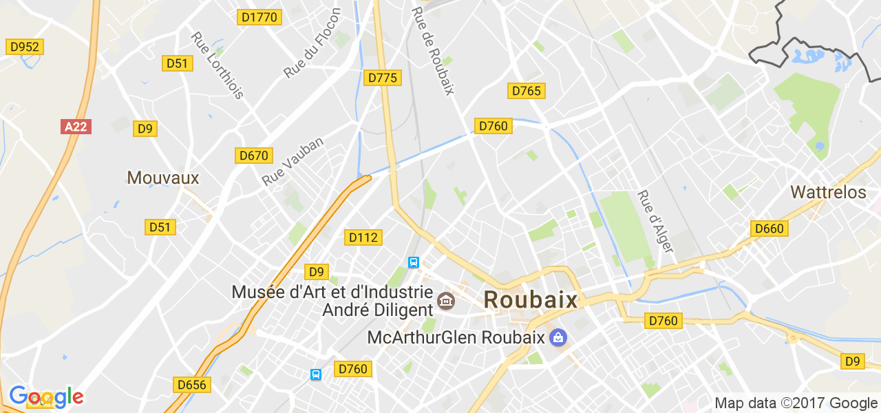 map de la ville de Roubaix