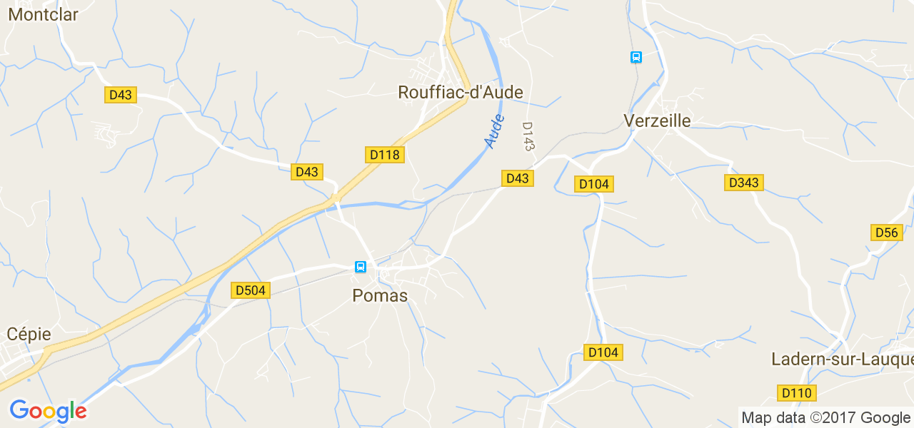 map de la ville de Rouffiac-d'Aude