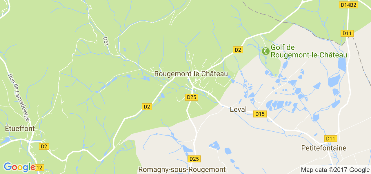 map de la ville de Rougemont-le-Château