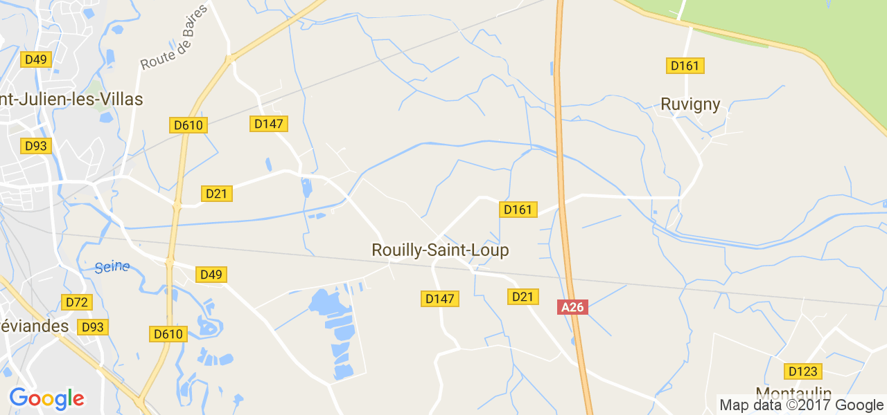 map de la ville de Rouilly-Saint-Loup