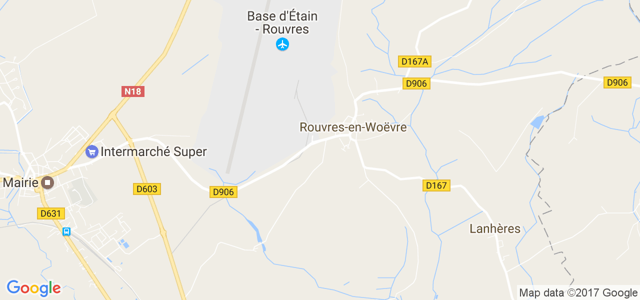 map de la ville de Rouvres-en-Woëvre