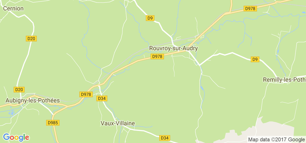 map de la ville de Rouvroy-sur-Audry