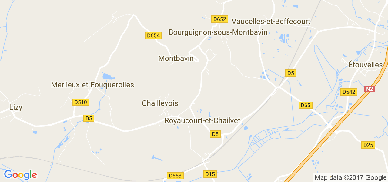 map de la ville de Royaucourt-et-Chailvet