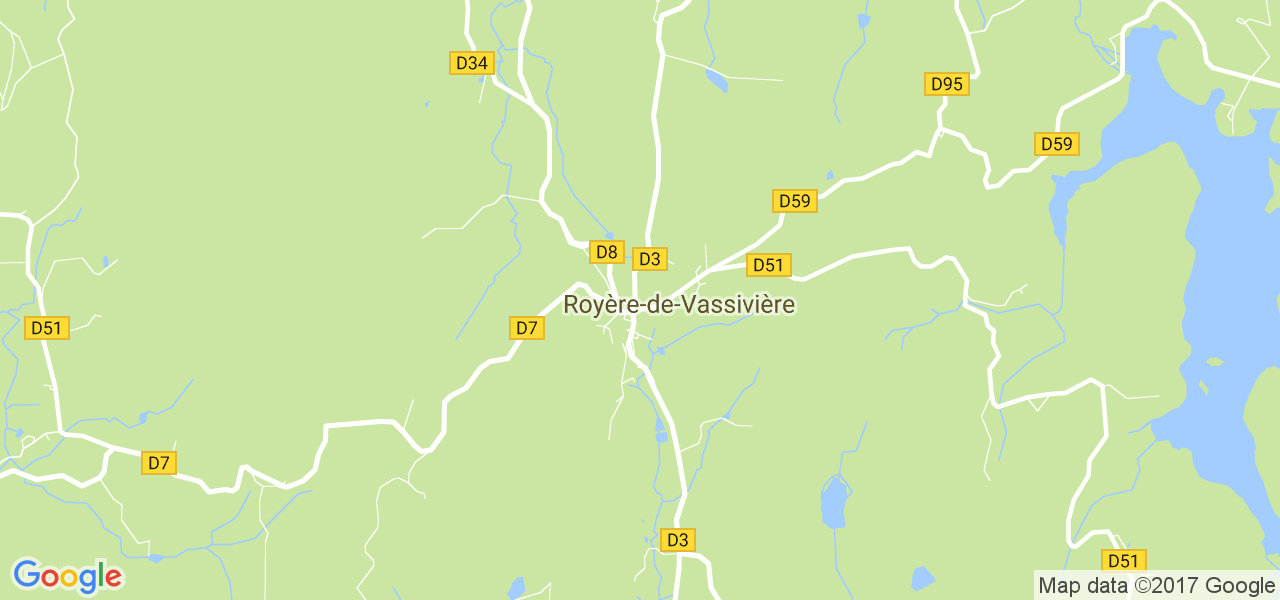 map de la ville de Royère-de-Vassivière