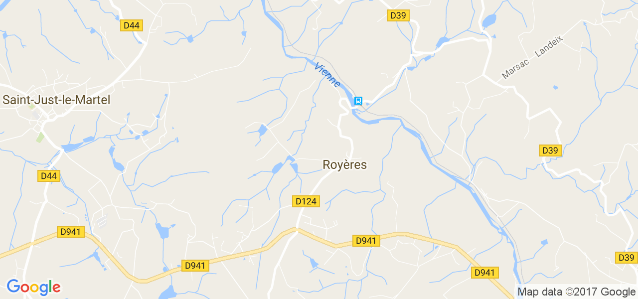 map de la ville de Royères