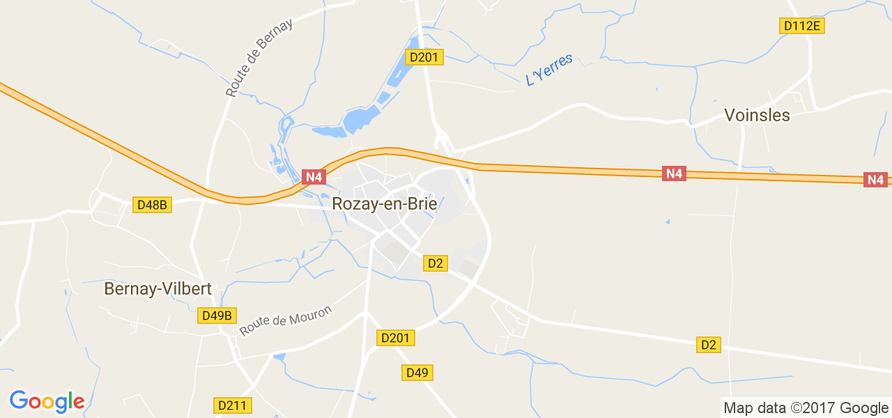 map de la ville de Rozay-en-Brie