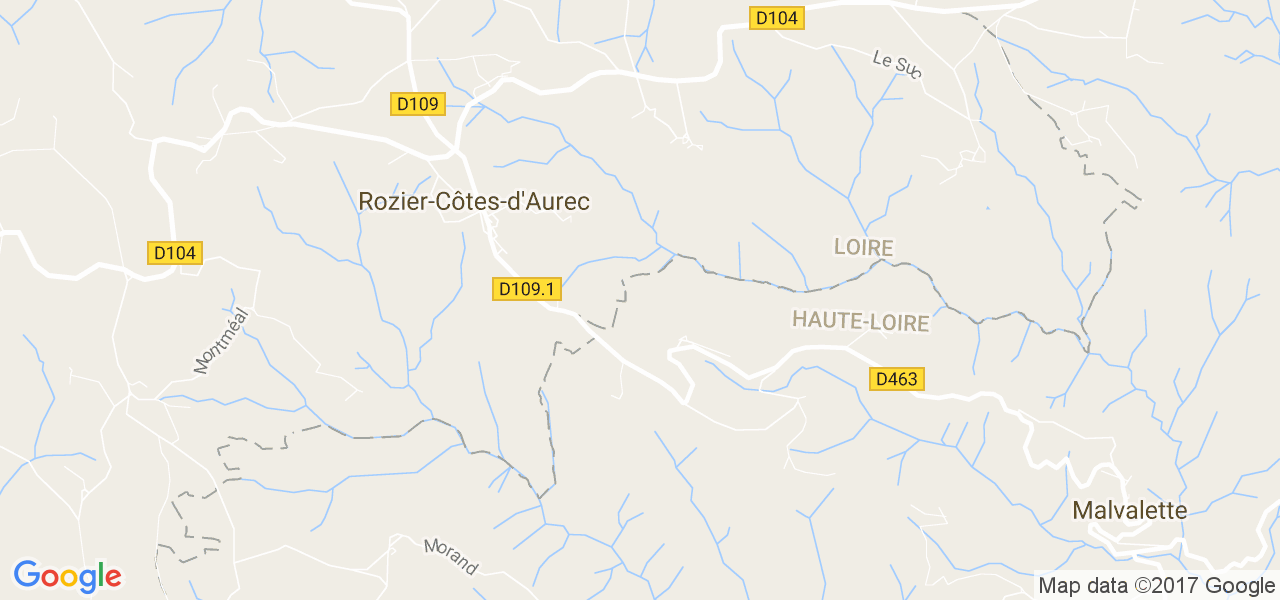 map de la ville de Rozier-Côtes-d'Aurec