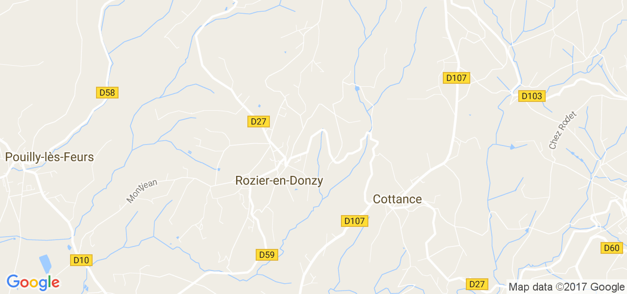 map de la ville de Rozier-en-Donzy