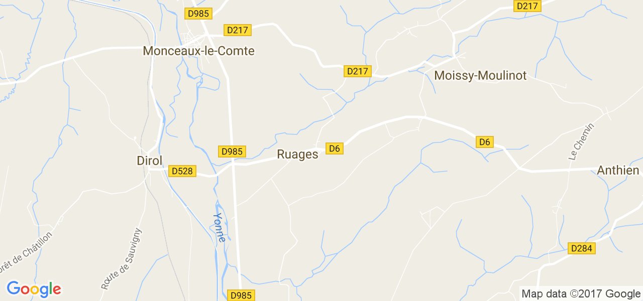 map de la ville de Ruages