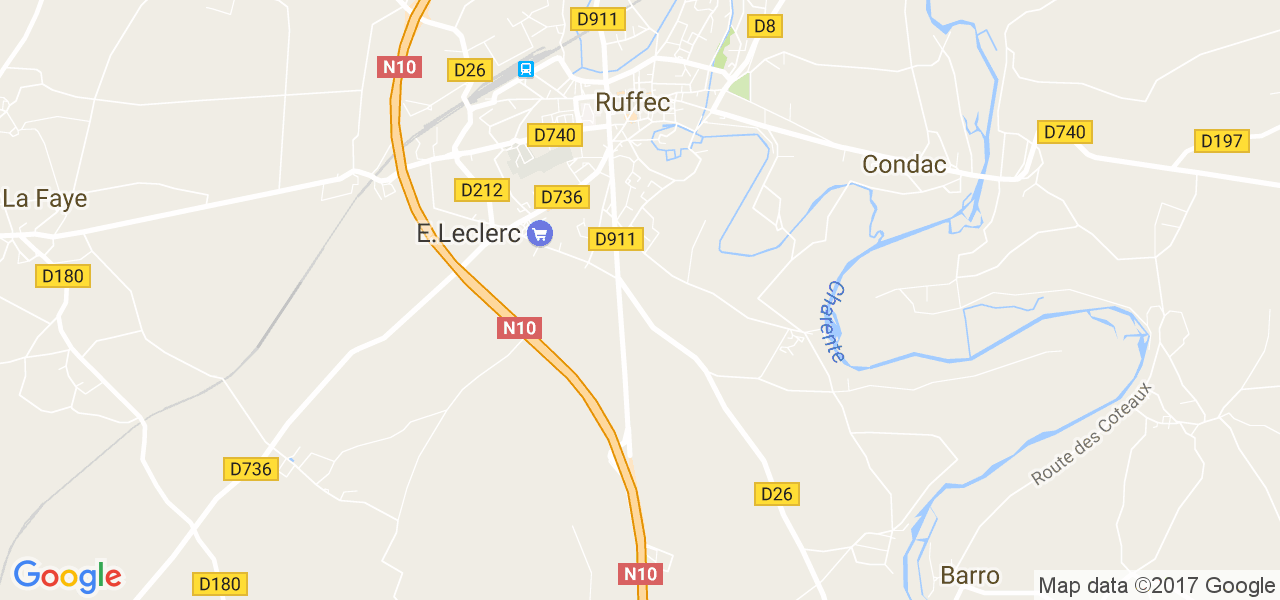 map de la ville de Ruffec