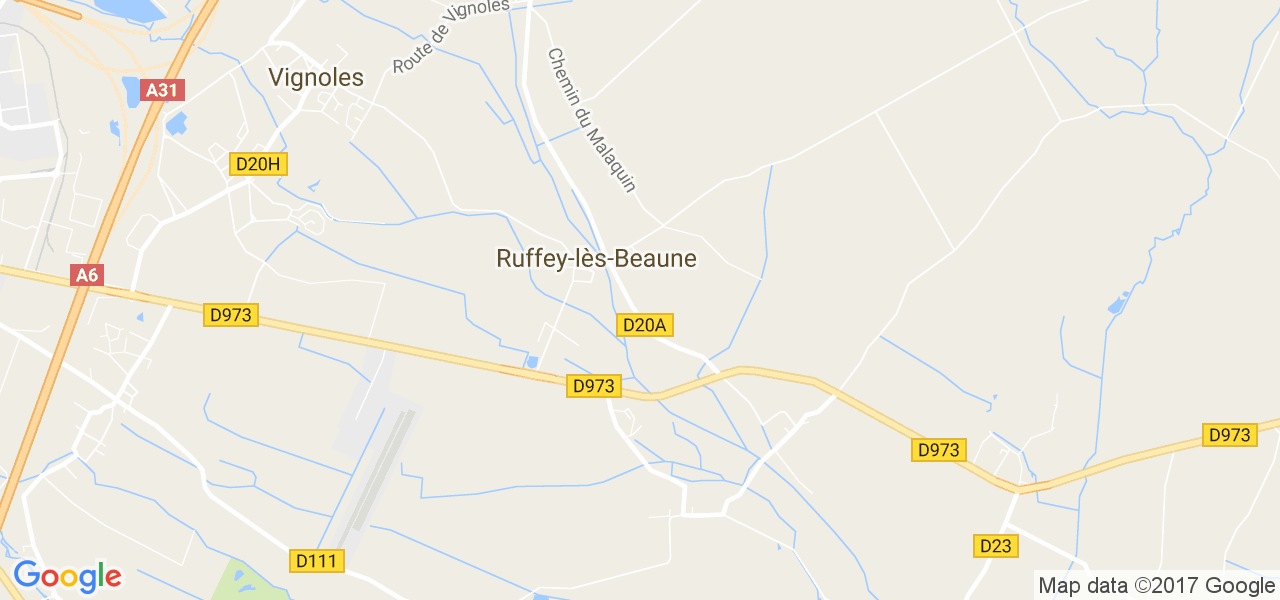 map de la ville de Ruffey-lès-Beaune