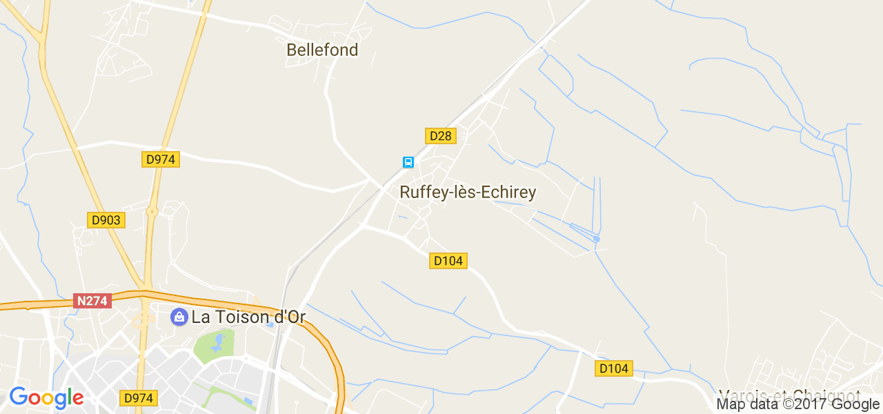 map de la ville de Ruffey-lès-Echirey