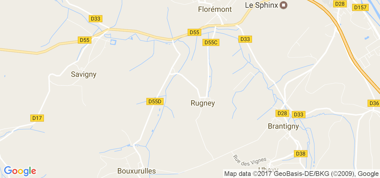 map de la ville de Rugney