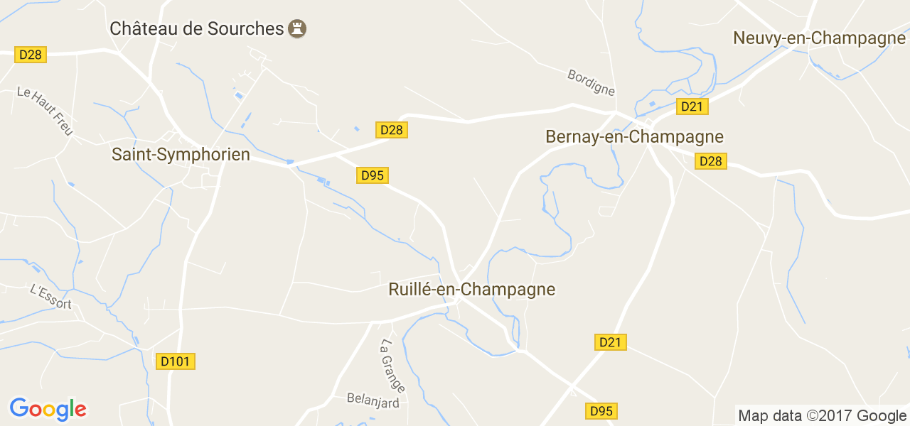 map de la ville de Ruillé-en-Champagne