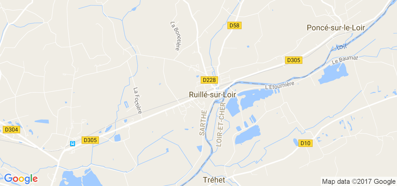 map de la ville de Ruillé-sur-Loir