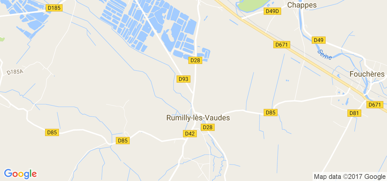 map de la ville de Rumilly-lès-Vaudes