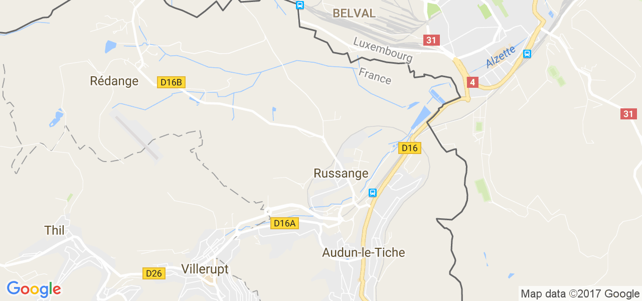 map de la ville de Russange