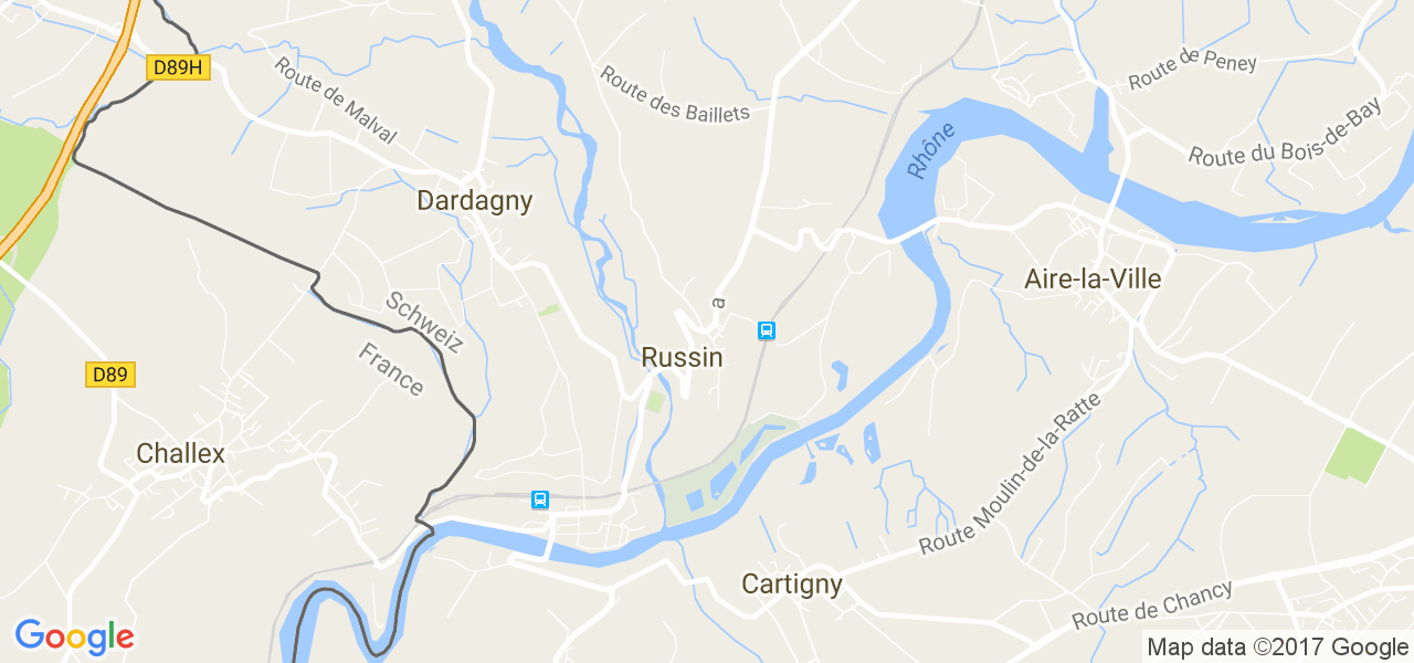 map de la ville de Russin