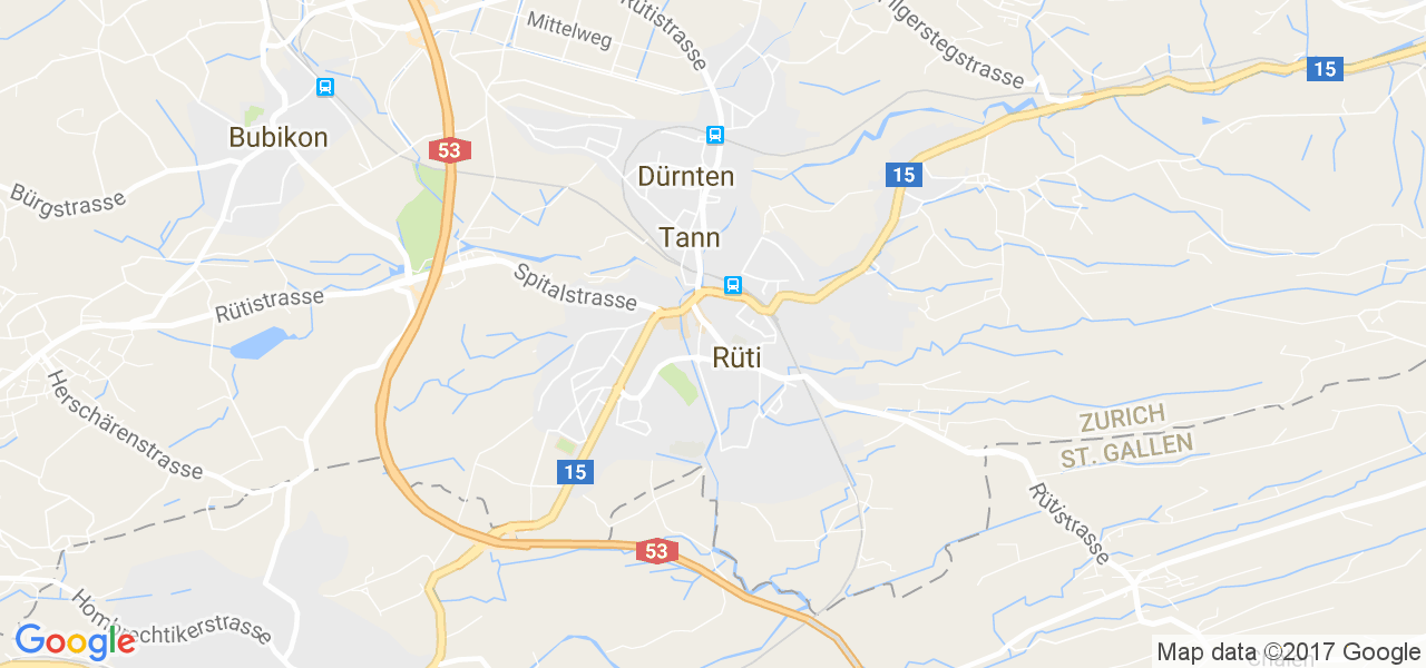 map de la ville de Rüti