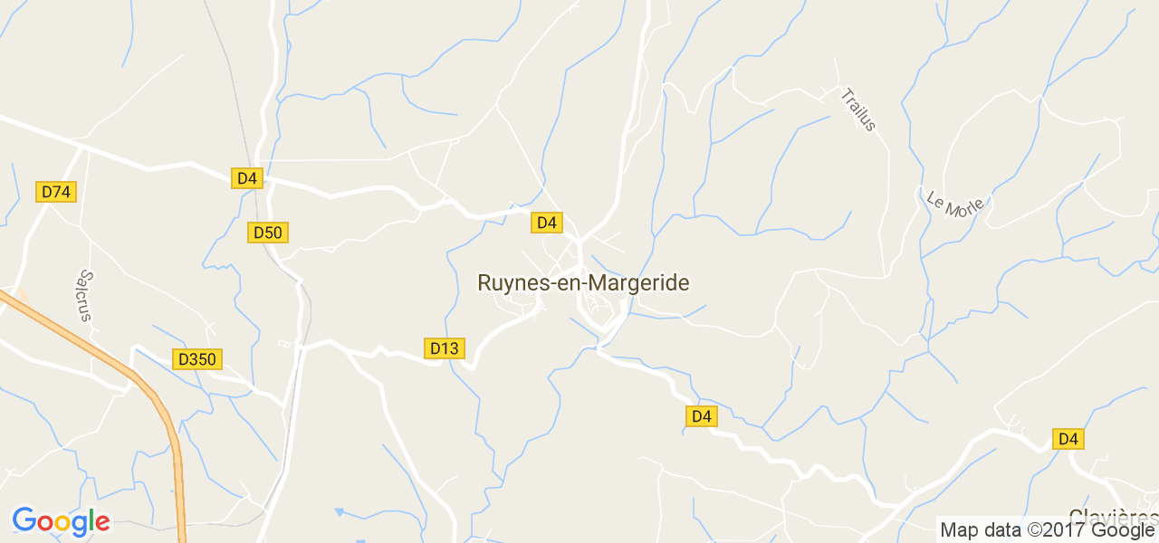 map de la ville de Ruynes-en-Margeride