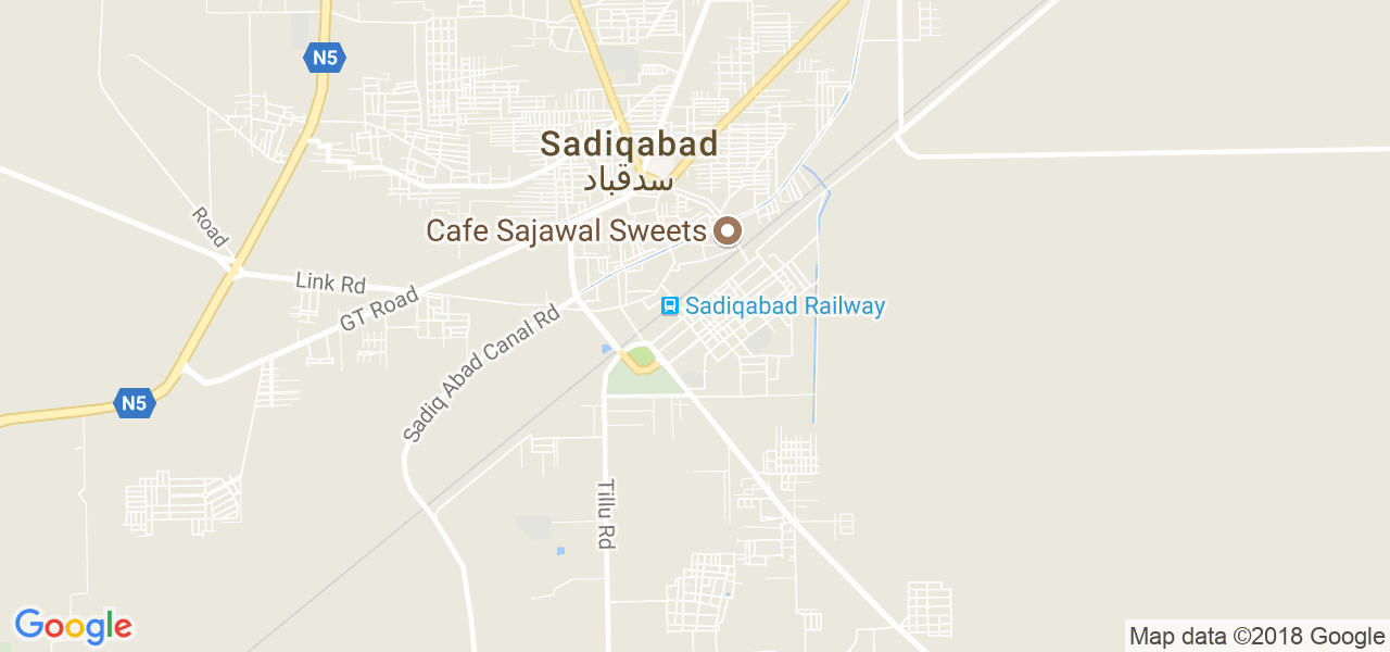 map of the city of Sadiqabad