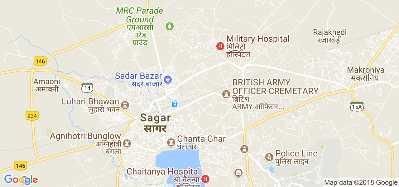 map of the city of Sagar