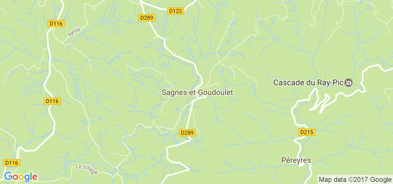 map de la ville de Sagnes-et-Goudoulet