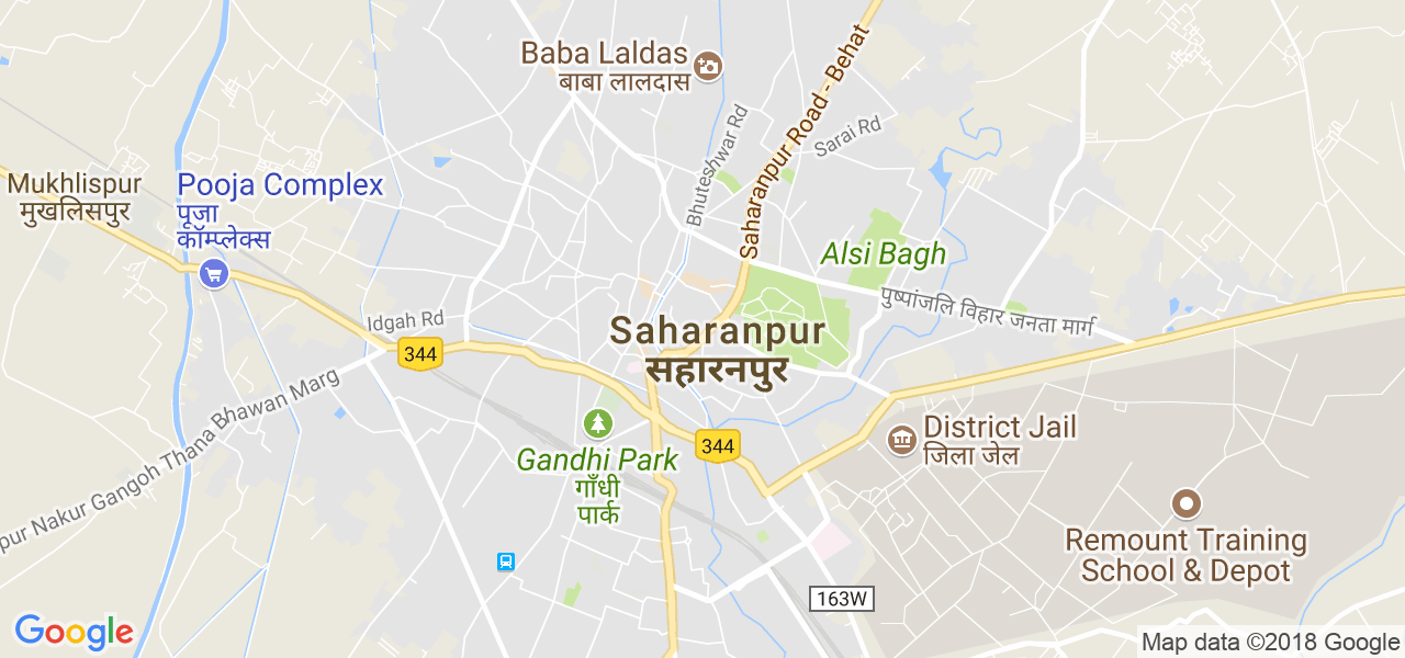 map of the city of Saharanpur