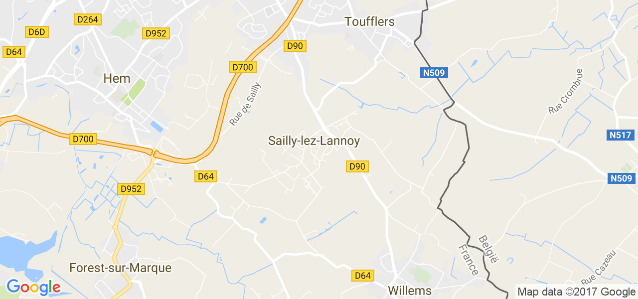 map de la ville de Sailly-lez-Lannoy