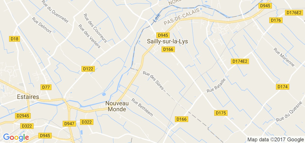 map de la ville de Sailly-sur-la-Lys