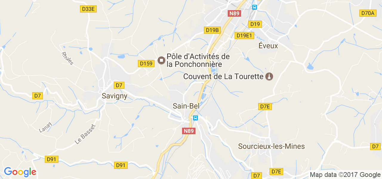 map de la ville de Sain-Bel