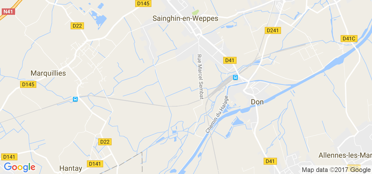 map de la ville de Sainghin-en-Weppes