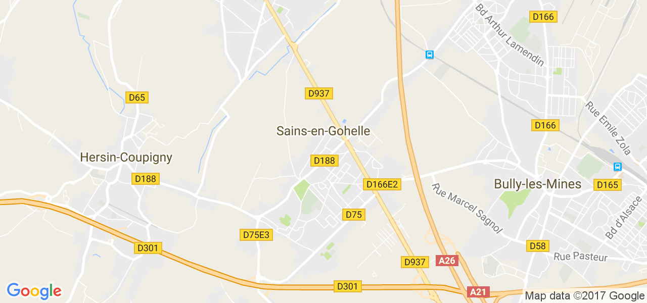 map de la ville de Sains-en-Gohelle