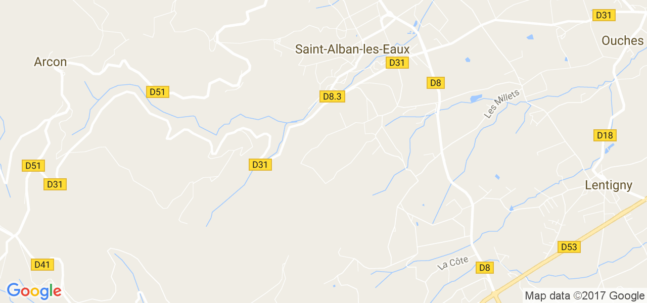 map de la ville de Saint-Alban-les-Eaux