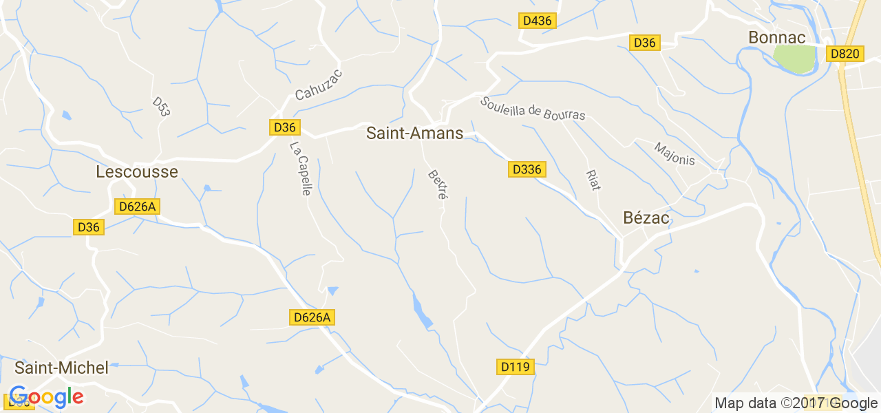 map de la ville de Saint-Amans