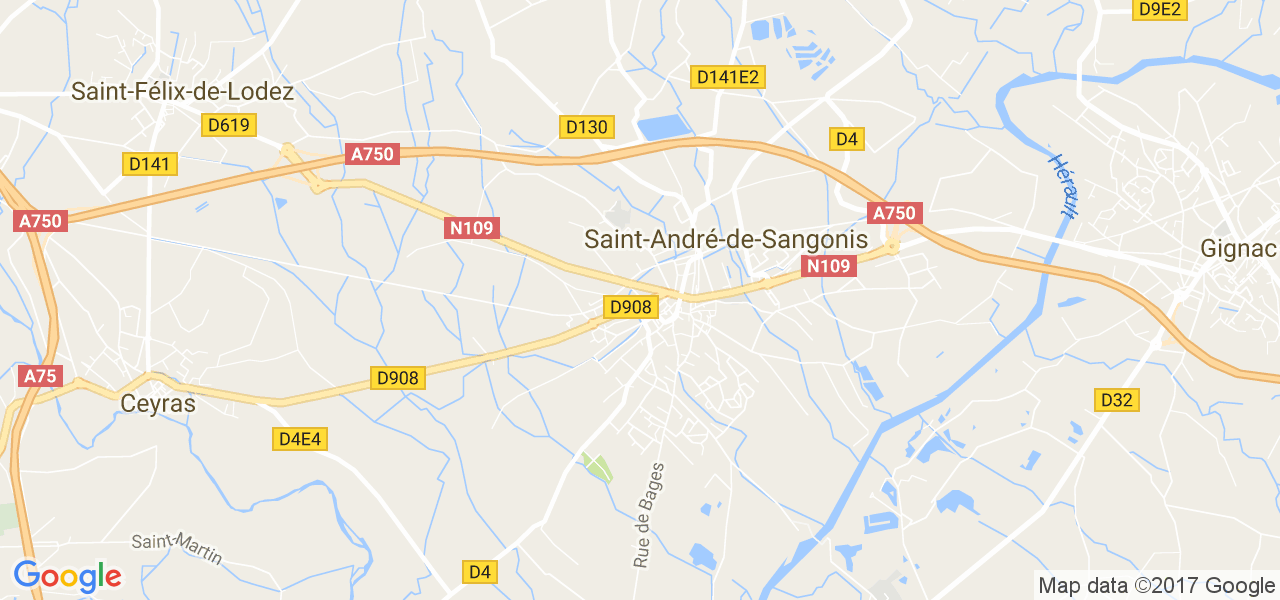 map de la ville de Saint-André-de-Sangonis